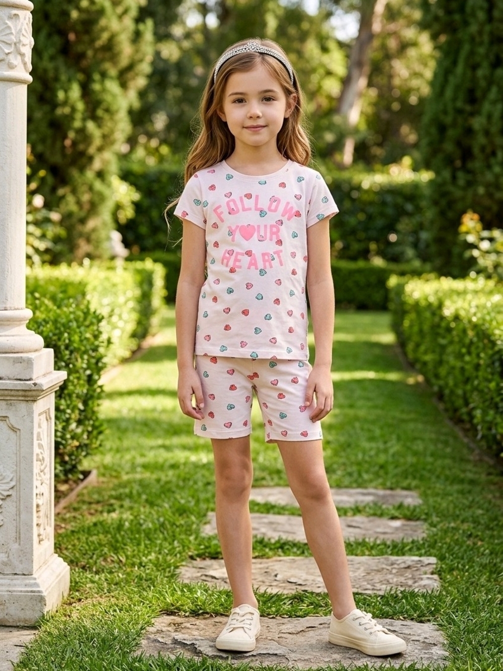 George Pink Short Pajama Set with Heart Print ❤️💙